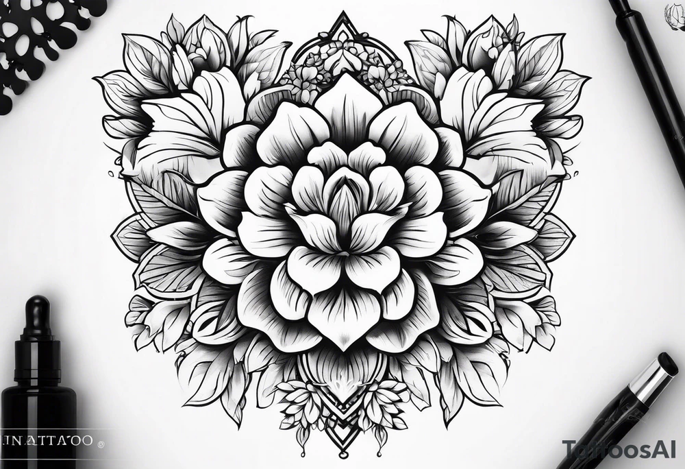 Paw print of flowers tattoo idea