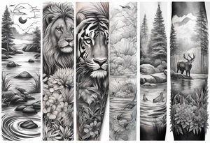 Nature  sleeve animals water tattoo idea