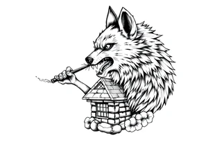 Big bad wolf  blowing a brick house down tattoo idea
