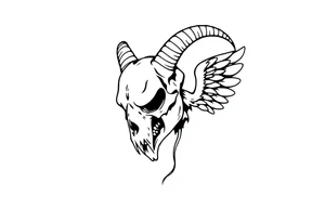 goat skull odd crying angel surreal tattoo idea