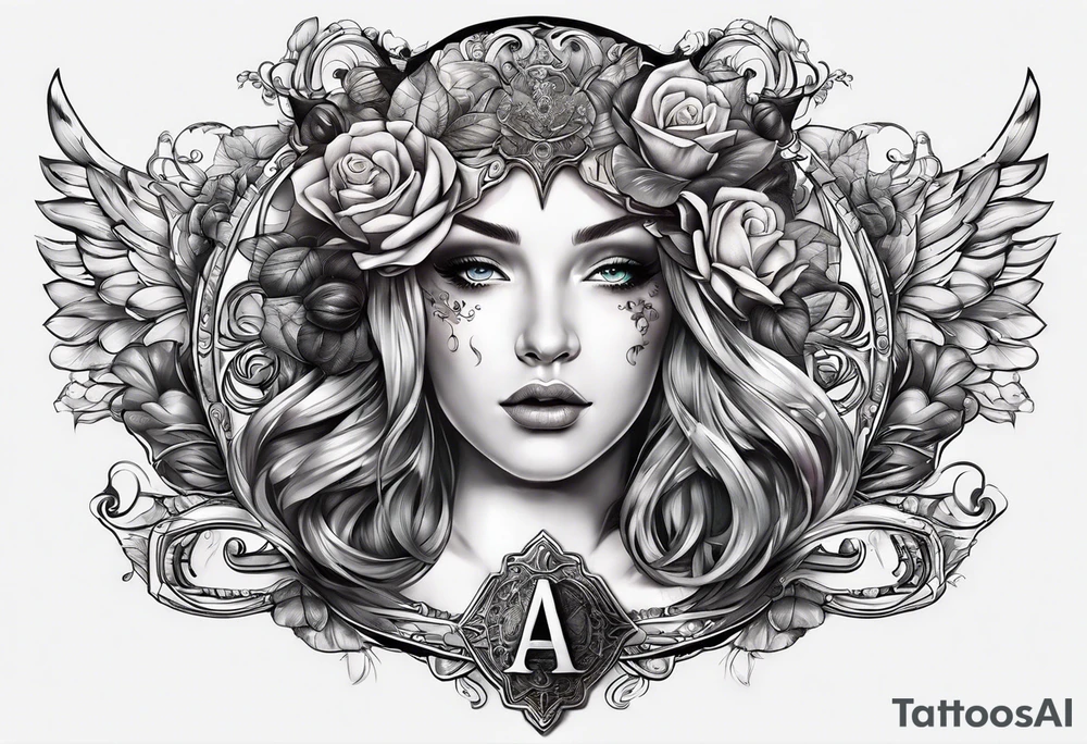 the letters A R in the middle of a headband tattoo idea
