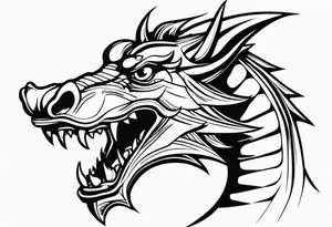 Simple Dragon with dumbbell in mouth tattoo idea