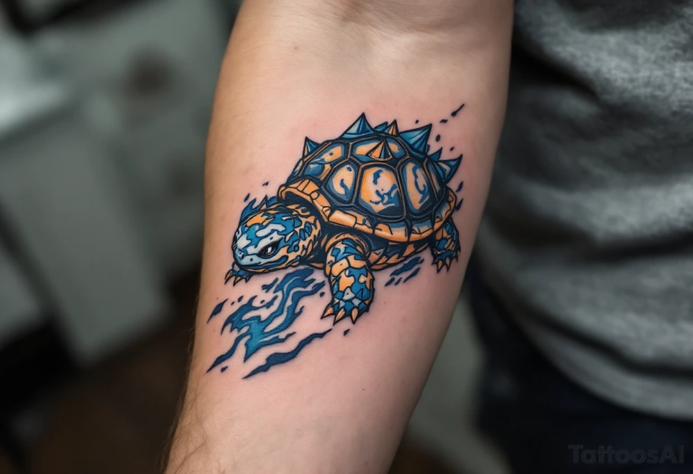 Blastoise using hydro pump tattoo idea