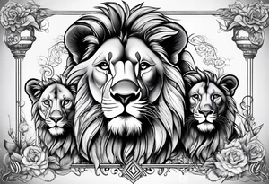 Mother Lion with two cubs tattoo idea