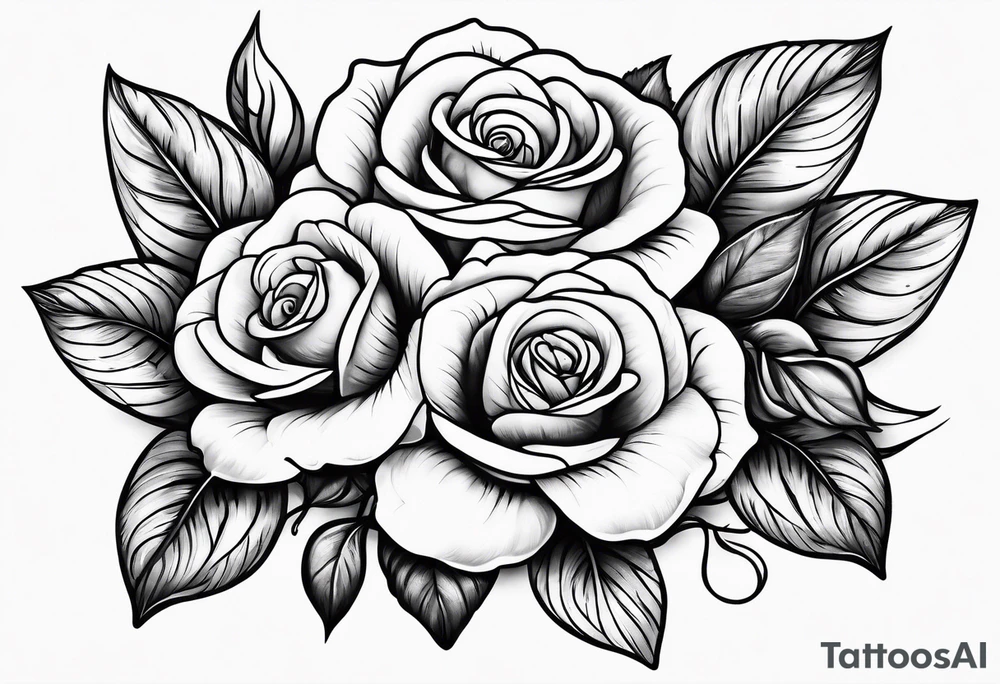 violets and rose tattoo idea