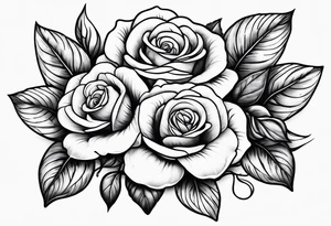 violets and rose tattoo idea
