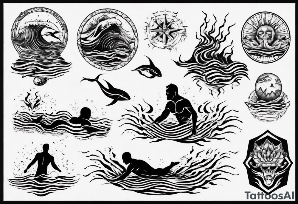 man swimming, no details tattoo idea