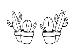4 unique cute cacti in a pot tattoo idea