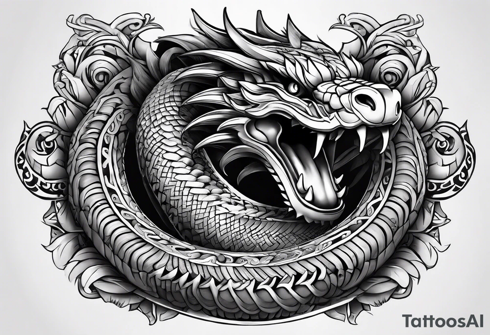 quetzalcoatl snake sleeve tattoo idea