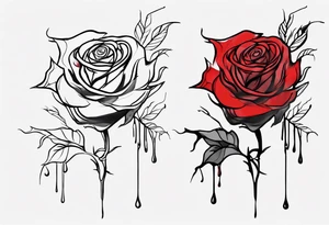 rose flower, one line, blood dripping from the flower, tall tattoo idea