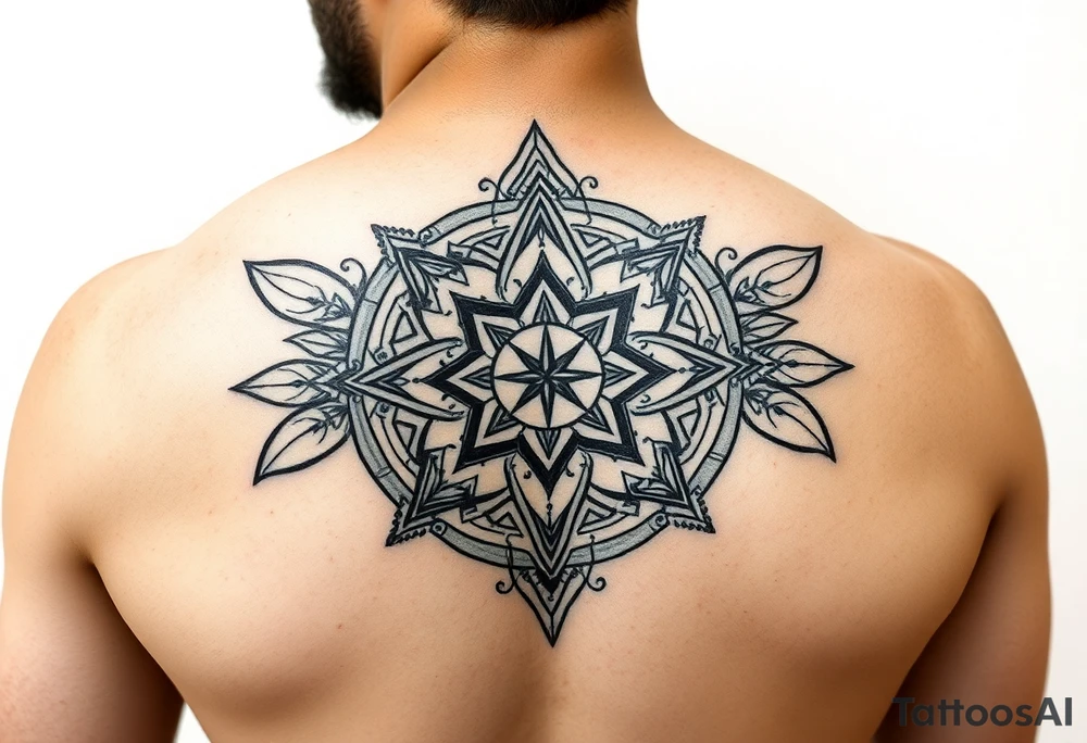 Polynesian geometric shield neurodiversity tattoo idea