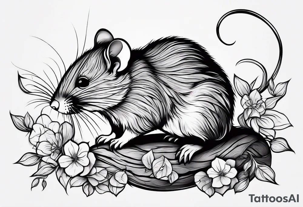 Wood rat, feminine, gentle, beautiful, seen from underneath tattoo idea