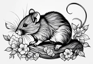 Wood rat, feminine, gentle, beautiful, seen from underneath tattoo idea