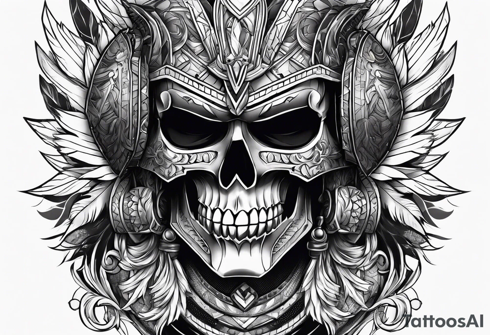 Warrior with skull mask tattoo idea