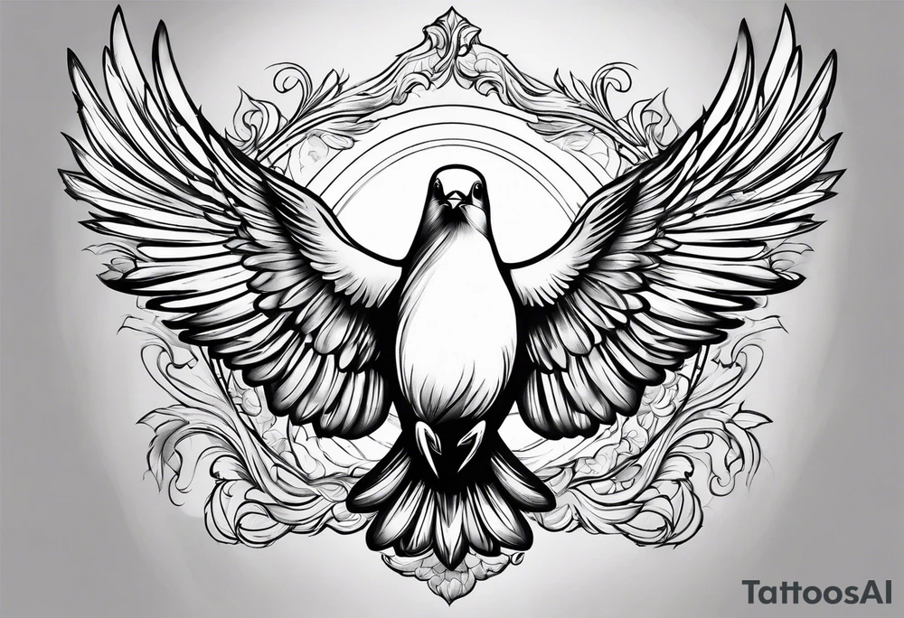 Dove in rays of light tattoo idea