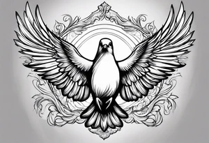 Dove in rays of light tattoo idea