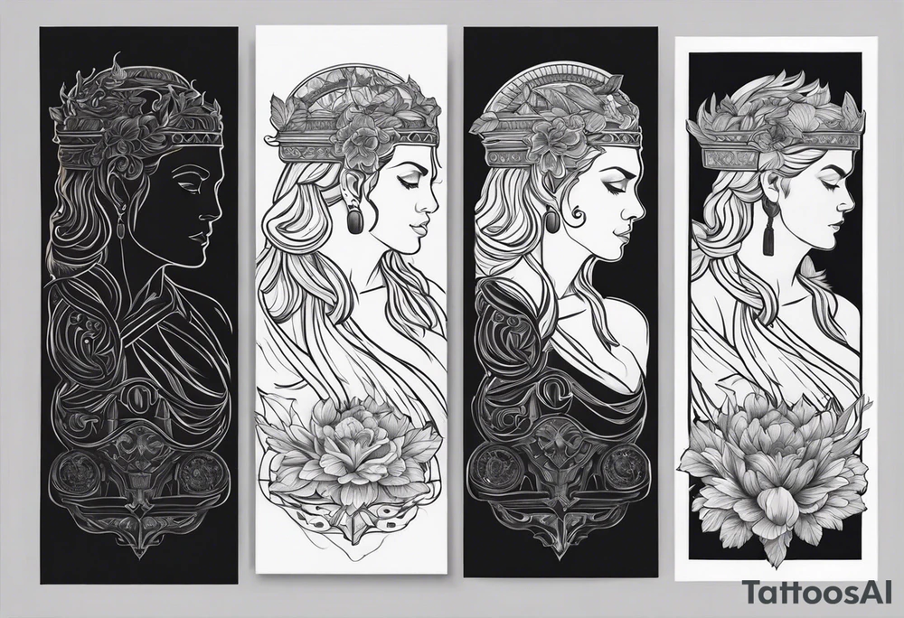 make a roman mythology themed tattoo with a dark theme tattoo idea