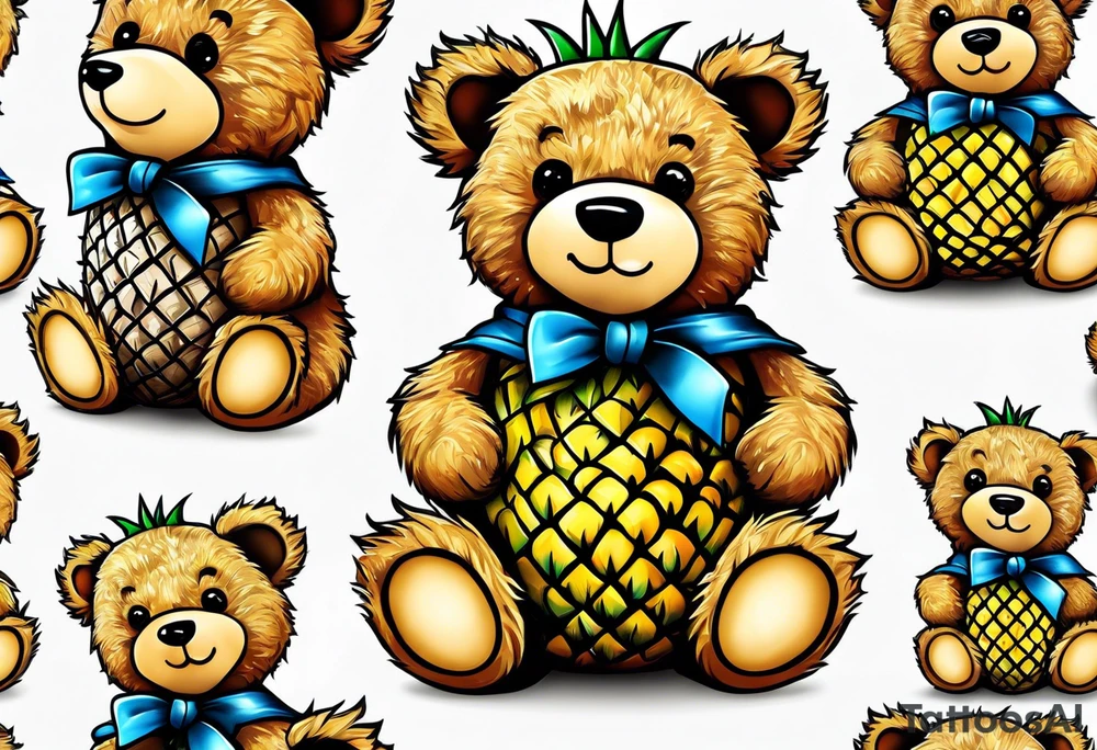 Teddy bear loves pineapple tattoo idea