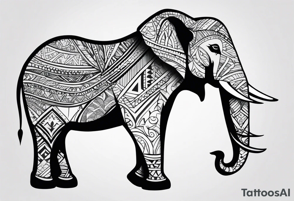 Tribal elephant with pattern tattoo idea