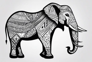 Tribal elephant with pattern tattoo idea