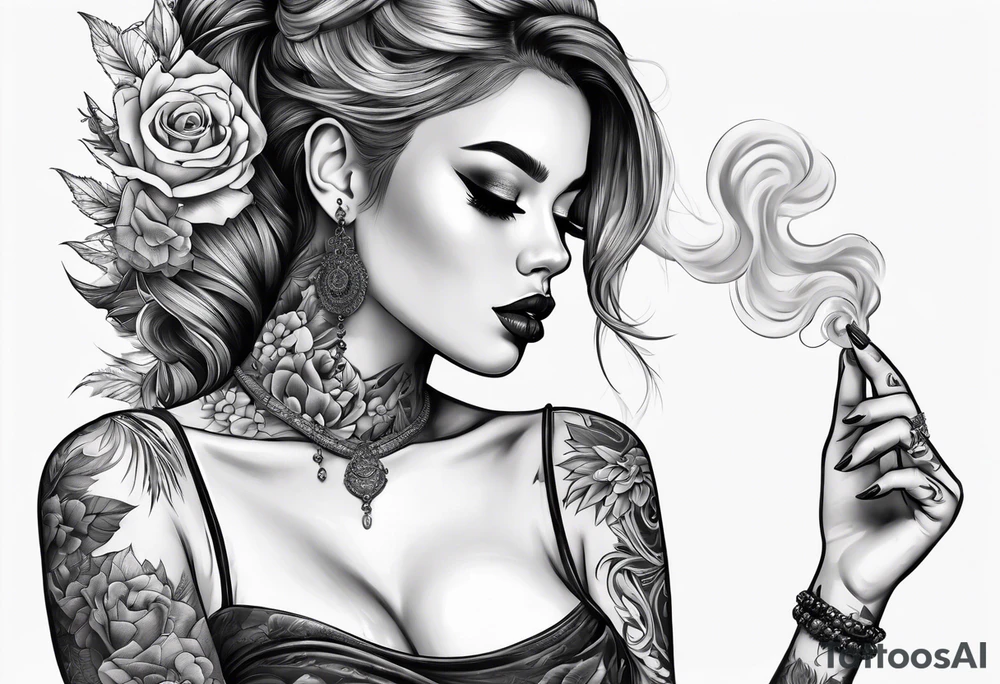 girl with tattoos,smoking a joint,joint in hand
,full body tattoo idea