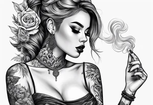 girl with tattoos,smoking a joint,joint in hand
,full body tattoo idea