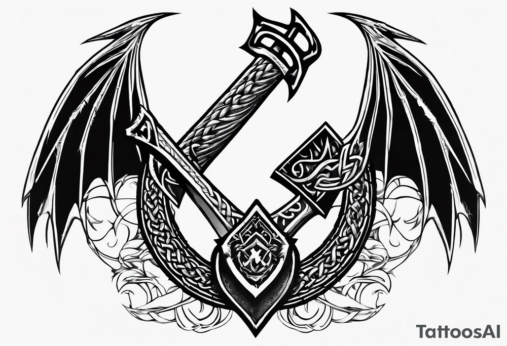 Valhalla sword chain barbed wire
dragon axe Valknut tattoo idea Valhalla sword chain barbed wire
dragon axe Valknut tattoo idea