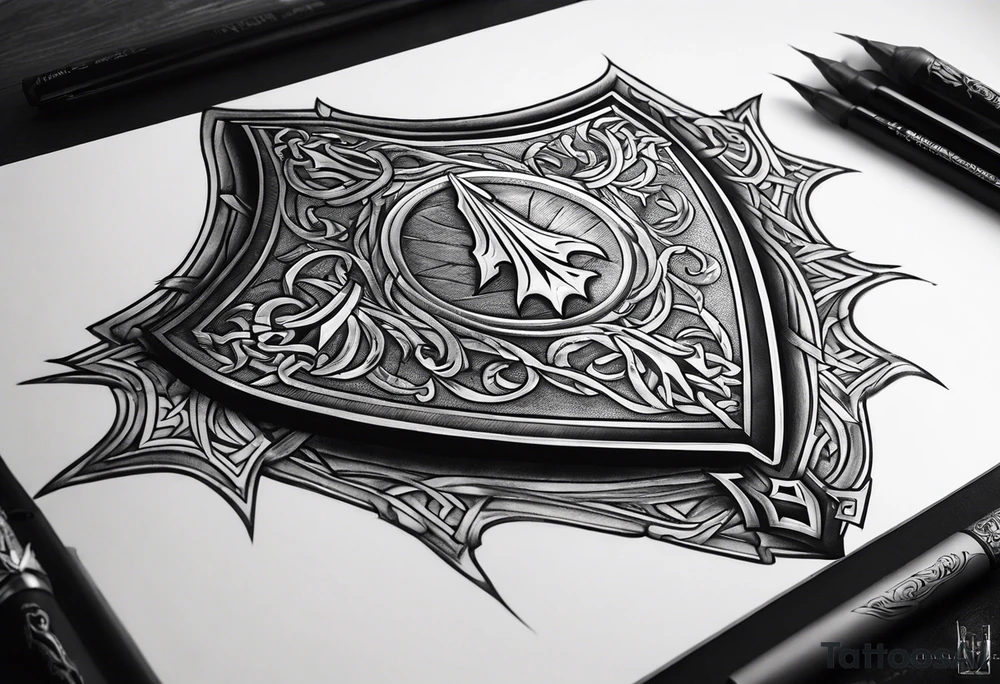 Valhalla shield fire sword tattoo idea