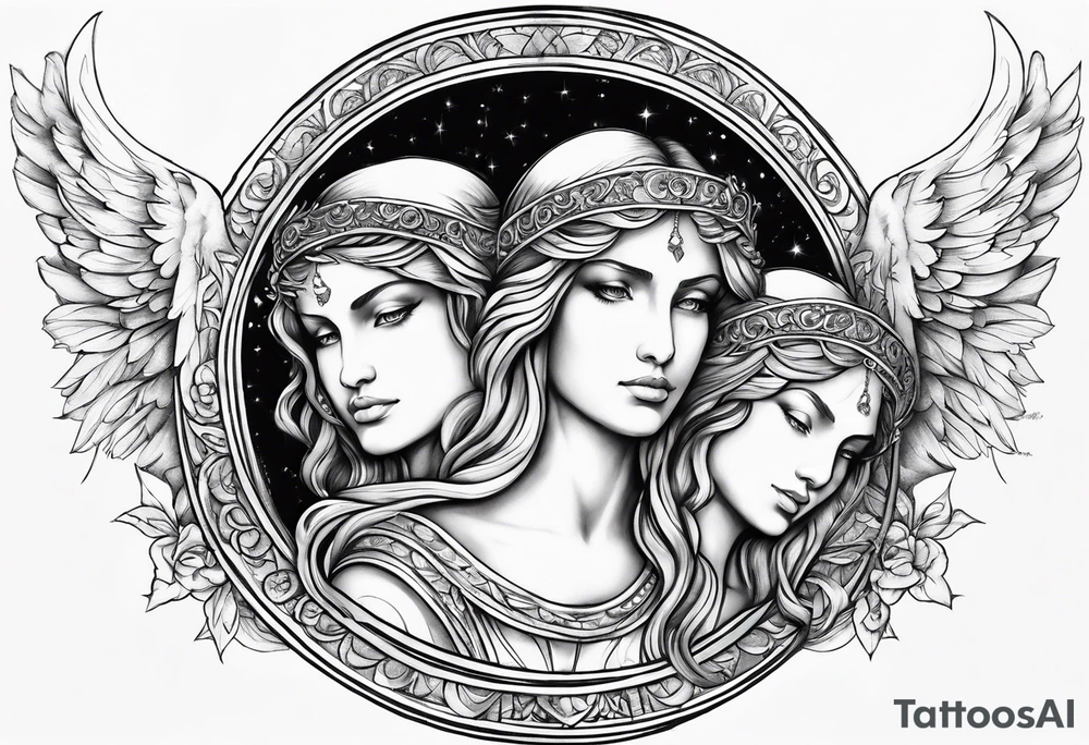 3 angels with halos tattoo idea