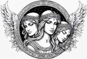 3 angels with halos tattoo idea