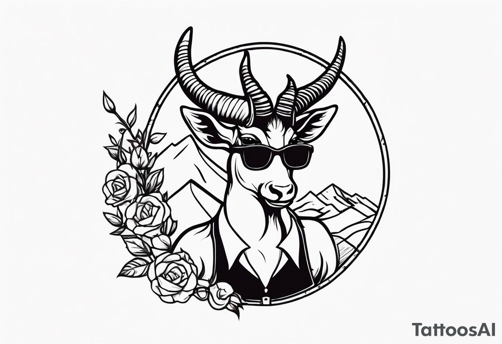 capricorn with sunglasses and shotgun tattoo idea