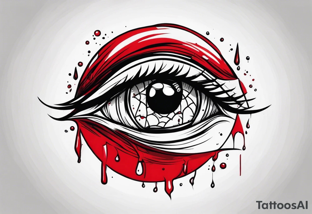 Bleeding tear drain to down from red eye sleeve tattoo design tattoo idea