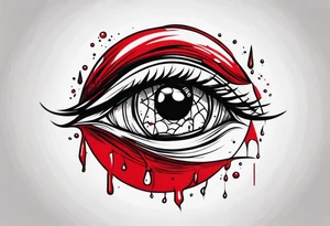 Bleeding tear drain to down from red eye sleeve tattoo design tattoo idea