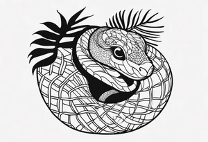 Little snake with monstera tattoo idea