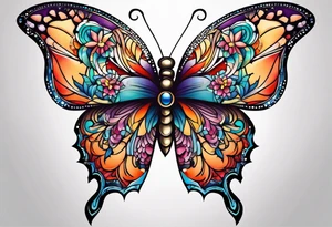 Half butterfly half flower tattoo idea
