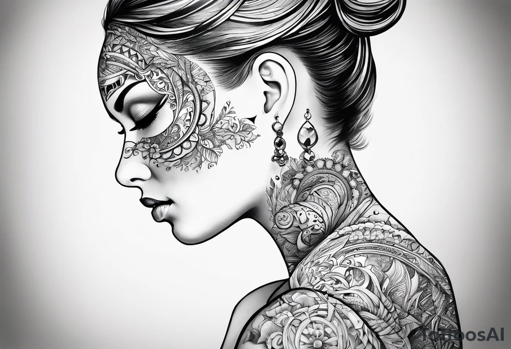 a tattoo below the ear written "N&E" tattoo idea