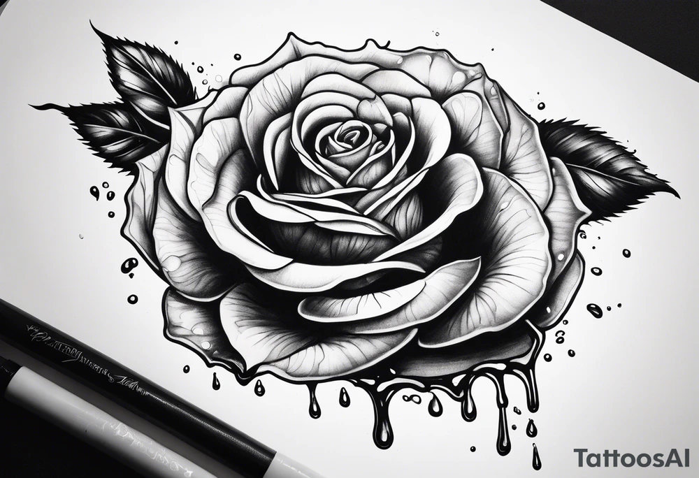 rose dripping water tattoo idea