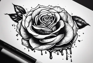rose dripping water tattoo idea