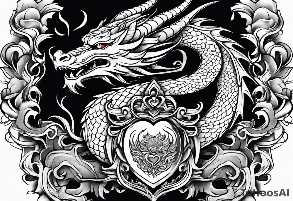 Dragon protecting a heart tattoo idea