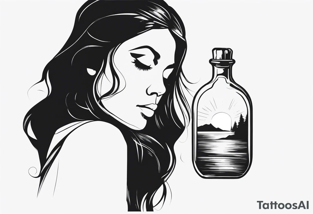 PERSON IN BOTTLE tattoo idea