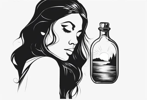 PERSON IN BOTTLE tattoo idea