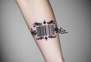A barcode that transforms into musical notes, representing the harmony of a couple’s love story tattoo idea