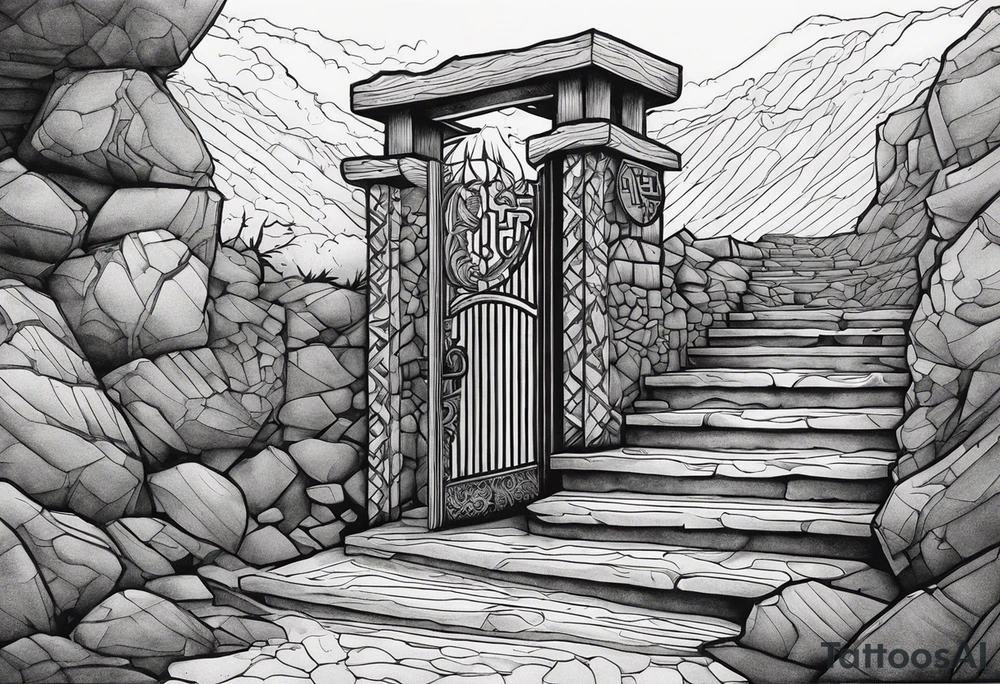 The Viking is at the bottom of the stairs that lead to the gate to Valhalla. tattoo idea