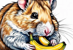 A hamster eating a banana tattoo idea