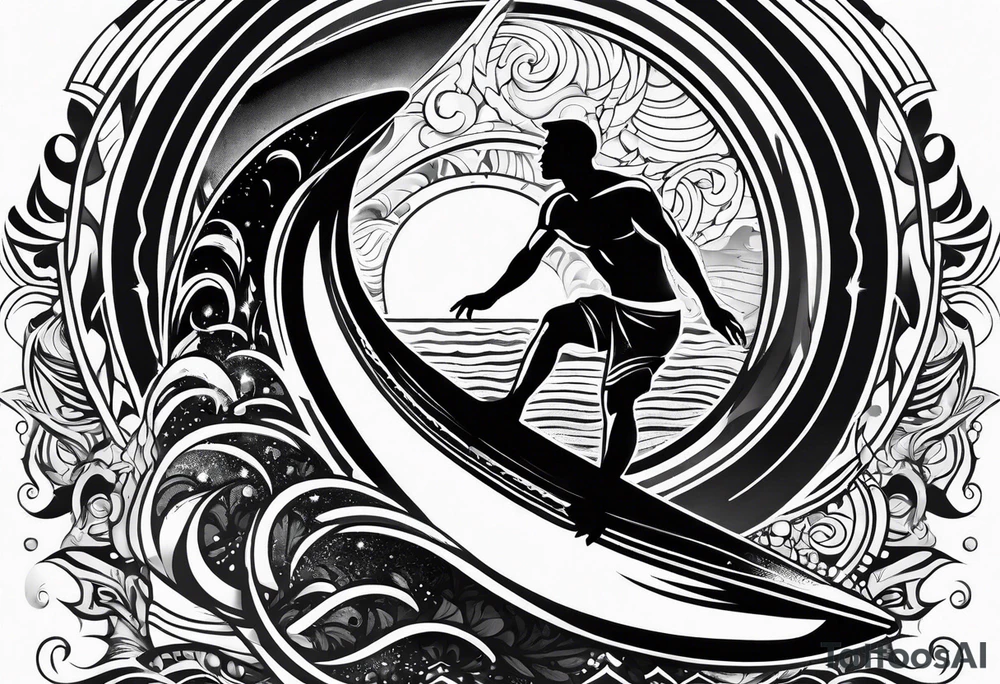 Black surfer tattoo idea