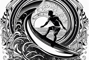Black surfer tattoo idea