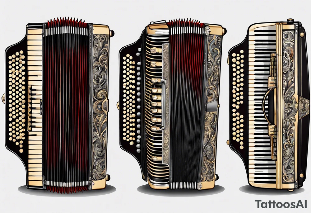 Accordion on a burnt paper tattoo idea