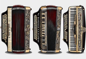 Accordion on a burnt paper tattoo idea