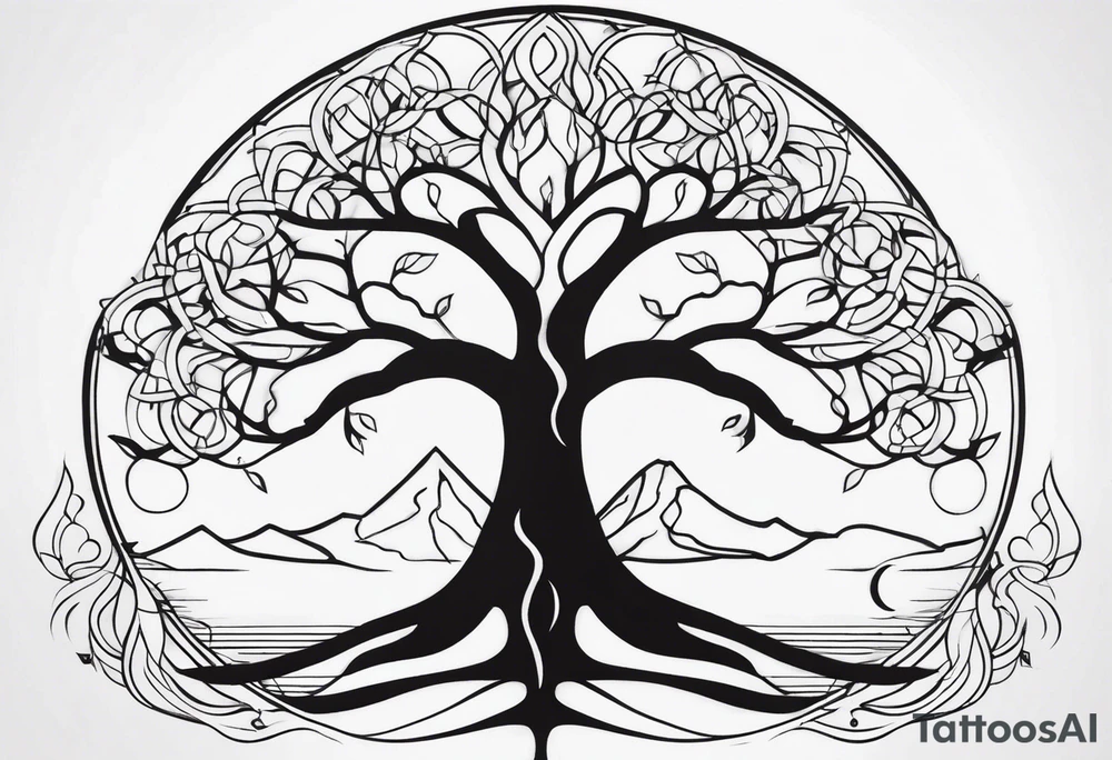 Yggdrasil without the rond shape tattoo idea