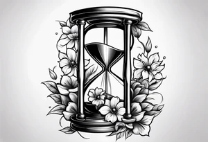 Hour glass and flowers tattoo idea